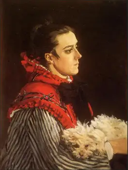

High quality Oil painting Canvas Reproductions Camille with a Small Dog (1866)By Claude Monet hand painted
