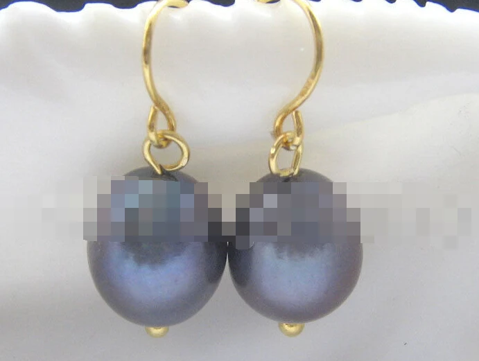 

1154 black baroque freshwater pearl earring