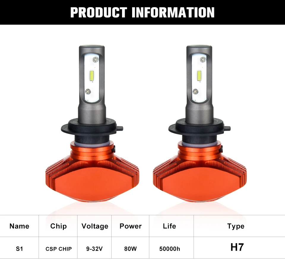 Aceersun H7 Hi lo Beam Fanless LED Car LED Headlight Bulbs 80W 12000lm Auto Headlamp 12v 24v for Renault Koleos Latitude Fluence (7)