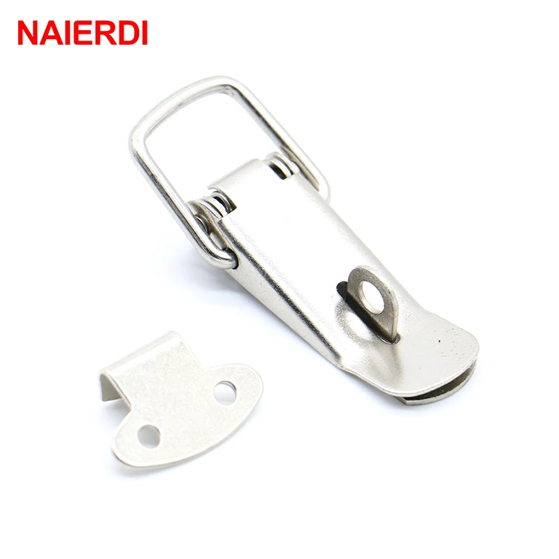 

4PC NAIERDI-J106 Cabinet Box Locks Spring Loaded Latch Catch Toggle 27*63 Iron Hasps For Sliding Door Window Furniture Hardware