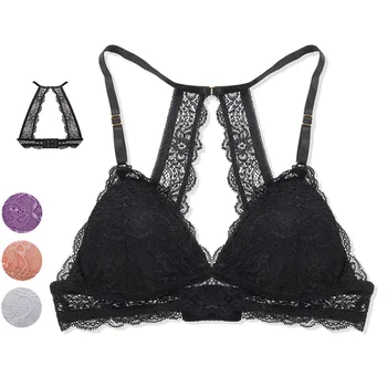 

Women Sexy 3/4 Cup Wireless Bralette For Female Lace Bra Unlined Underwear Fashion Backless Crop Top Wire Free Lingerie