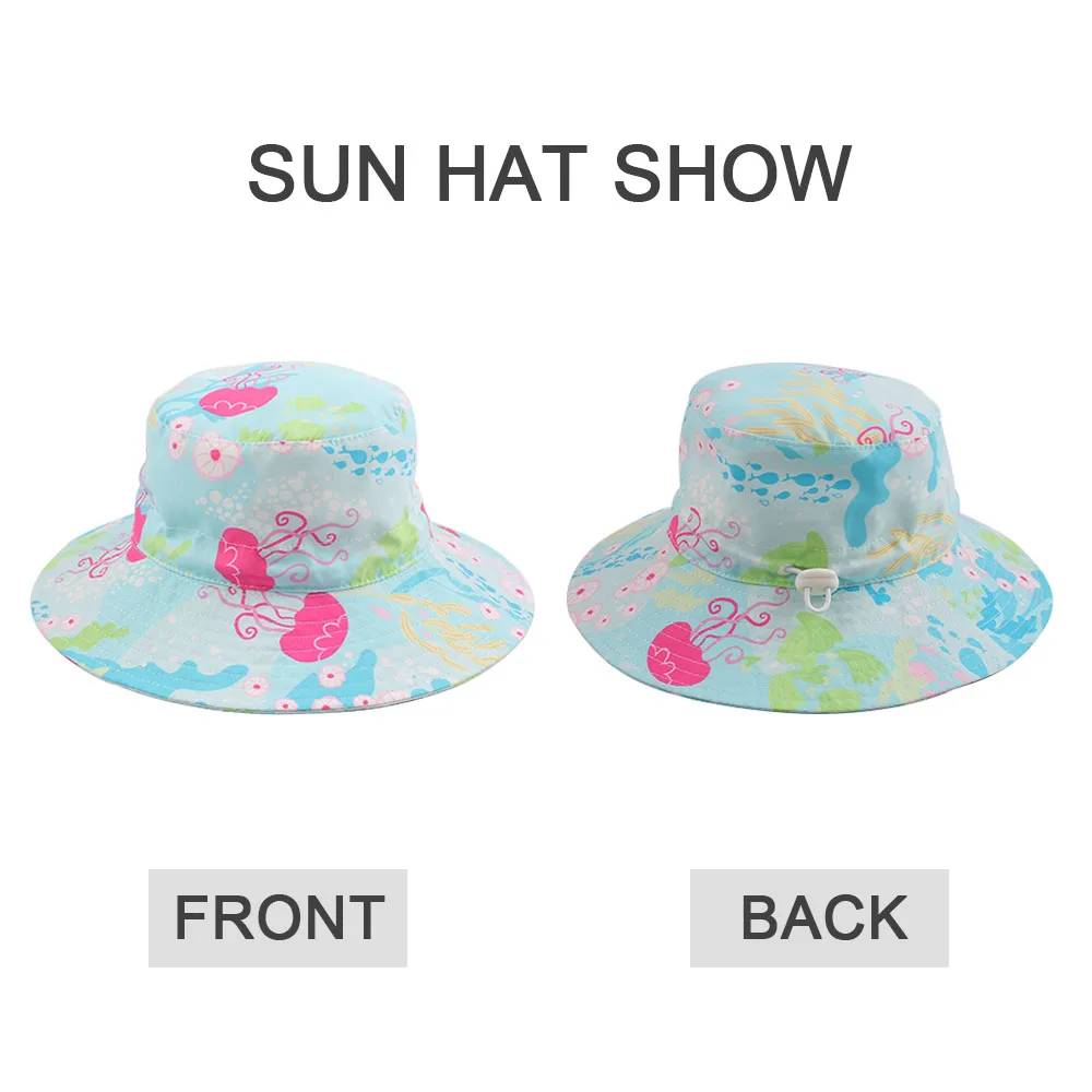 Jellyfish Baby Girl Sun Hats Wide Brim Toddler Infant UV Protection Caps Adjustable Size Boy Basin Hat Summer Breathable Stay On (4)
