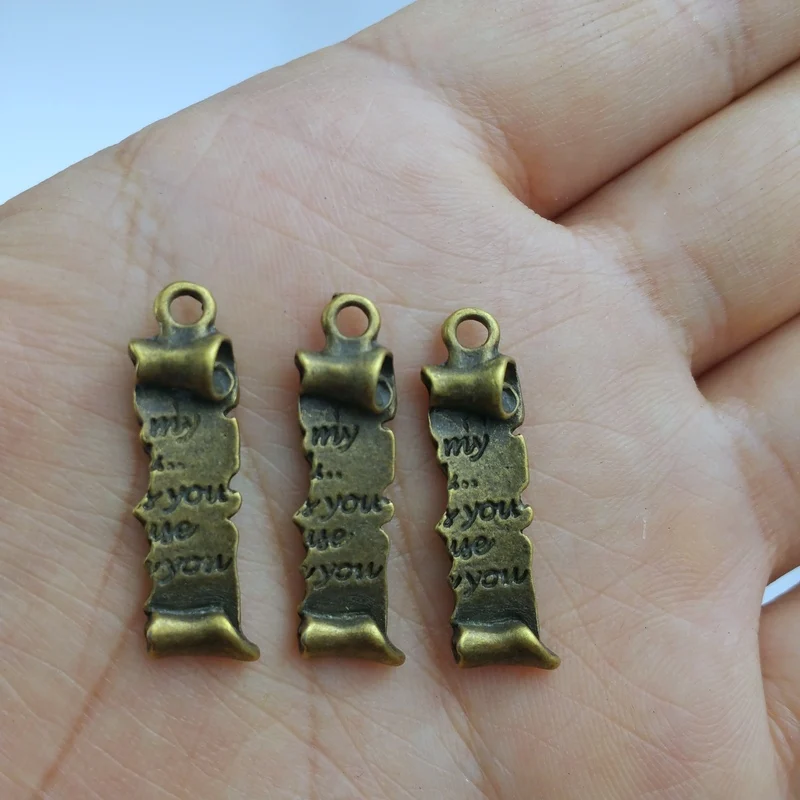10 Pieces / Lot 8x29 Alloy Love Letter Findings Charm Pendants Antiqued