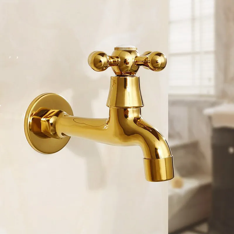 Golden Luxury Wall Mount Decorative Outdoor Garden Faucet Washing Machine Faucet Bathroom Mop Faucet Bibcock Tap KD062 Golden Luxury Wall Mount Decorative Outdoor Garden Faucet Washing Machine Faucet Bathroom Mop Faucet Bibcock Tap KD062