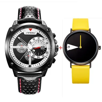 

2PCS SINOBI Watches Men Women Creative watches Men Ladies Quartz Wristwatch Fashion Sports Street Chronograph Watches Set Gifts