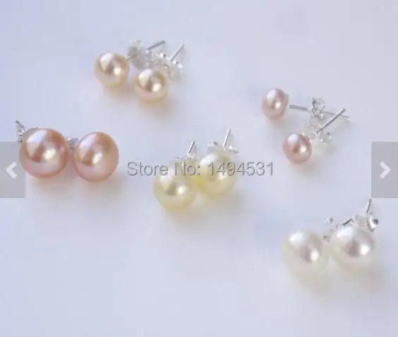 

Wholesale Pearl Jewelry, 5 Pairs Of Freshwater Pearl Stud Earrings , AA 5-9mm 925 Sterling Silver Post ,Fashion Lady's Jewelry.