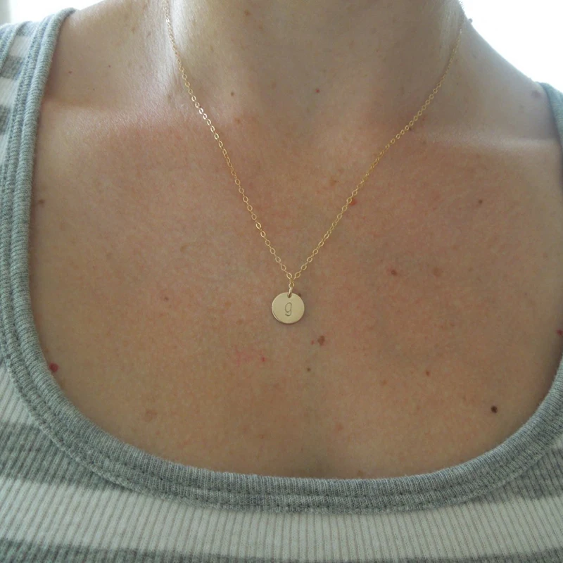 Gold Initial Necklace Stainless Steel 26 Handstamped Monogram Jewelry Gift Ideas For Her,Best Friend,Mom ,Bridesmaid Or Sister