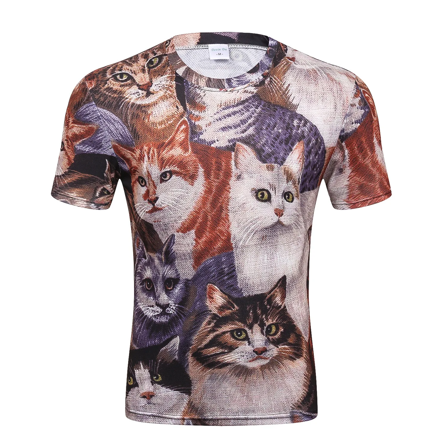 

New Pattern 3d Number Printing Covered Cat Personality Originality Man Short Sleeve T Pity Hot Sale T-shirts Short Sleeve