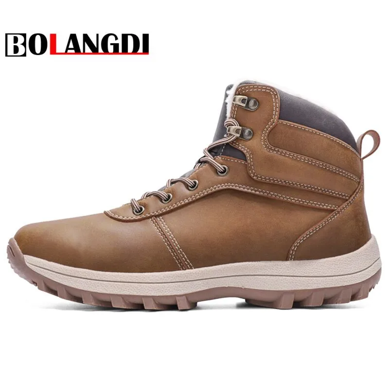 

Bolangdi Winter Men Fur keep Warm Running Ankle Boots Waterproof Men Snow Boots High Quality Sneakers Antiskid Men's Sport Shoes