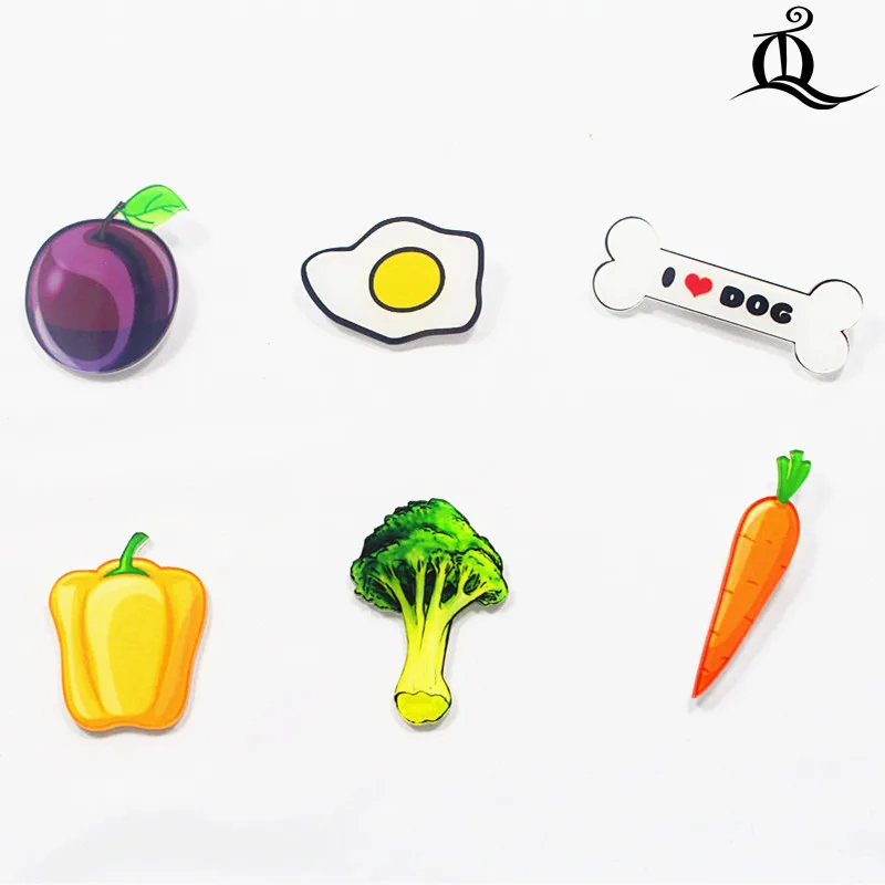 

HOT mix 1PC Shirt Cute Cartoon brooch Acrylic Badge Pins Bag Packbag Decoration Fruit Animal dog Vegetables Brooch Broch,No14