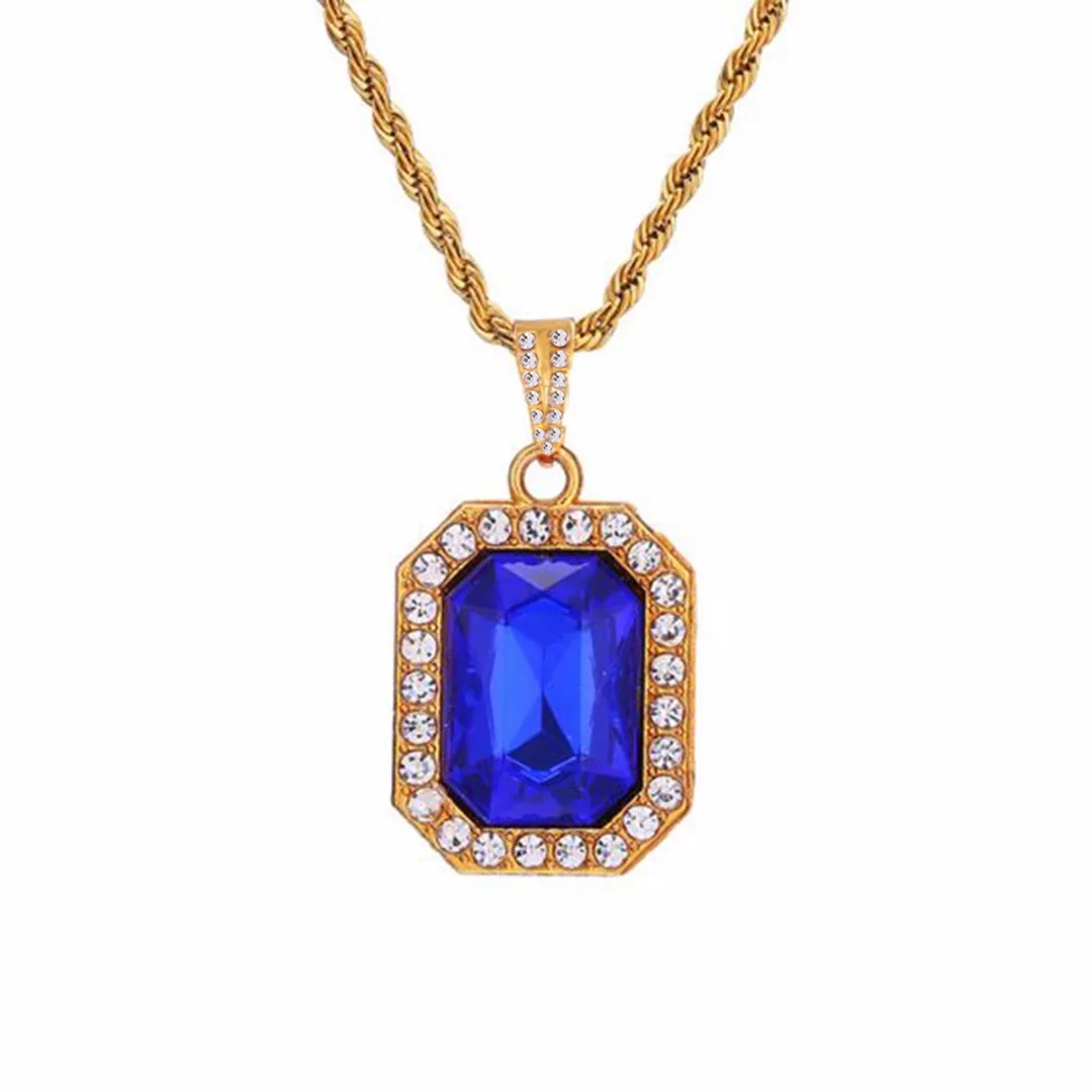 Chic Rhinestone Long Chain Pendant Necklace Shellhard Gold Color Square Crystal Chain Necklaces Unisex Hip Hop Jewelry