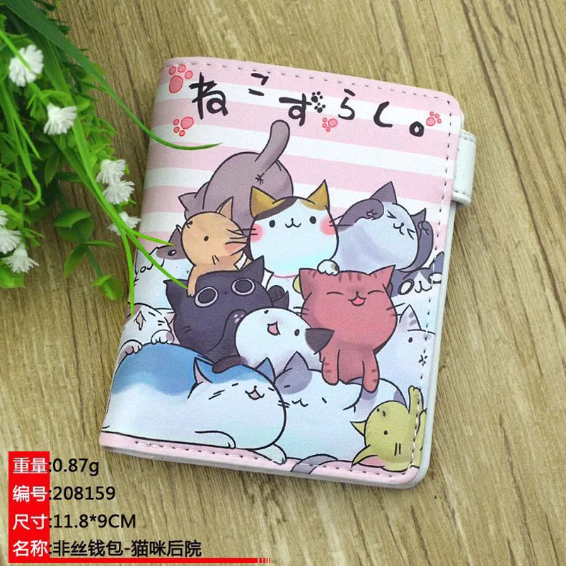 Кожаные Кошельки на кнопке аниме Neko Atsume, держатель для карт, кошелек, новинка, распродажа, цветной короткий кошелек для монет для мальчиков и девочек, подарок|Кошельки| | АлиЭкспресс