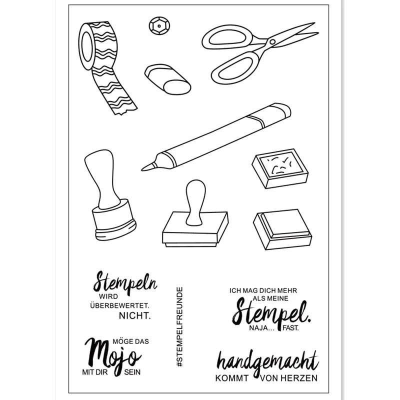 

German word Transparent Clear stamp and cutting dies DIY Silicone Seals Scrapbooking /Card Making/Photo Album Decoration