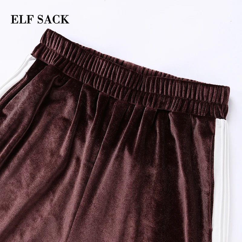 Женские брюки ELFSACK прямые с полосками по бокам 2019|Брюки |