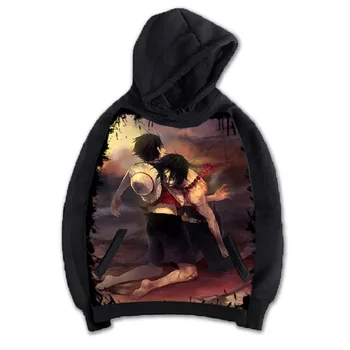 

High-Q Unisex Anime Cos ONE PIECE Luffy 3D Print Cotton Casual Hooded Hoodie Sweatshirts Pullover Coat