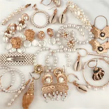 JUJIA уникальные несимметричные серьги в виде ракушки для женщин, массивные серьги с геометрическим жемчугом, модные ювелирные изделия, подарок на вечеринку