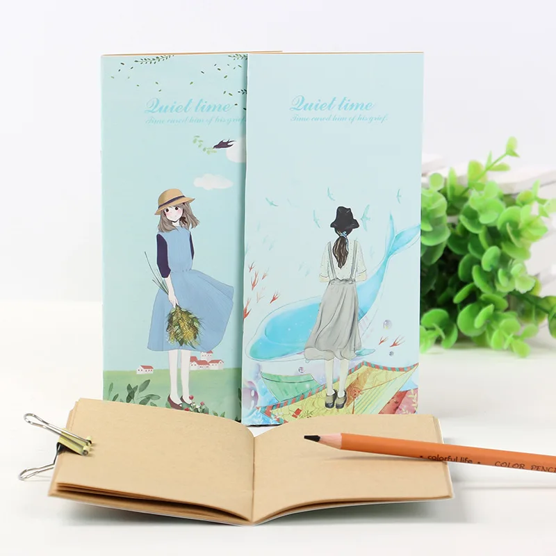 kawaii girl mini notebook cute colorful painted retro