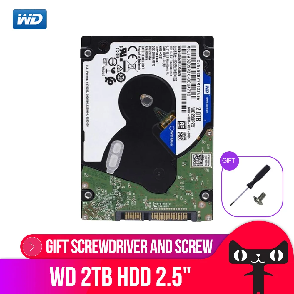 WD Blue 2TB 2.5" hdd Mobile Hard Disk Drive 5400 RPM SATA 6Gb/s 128MB