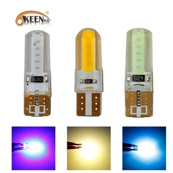 

OKEEN 2pcs Car Led T10 w5w LED Bulbs Car Interior Light COB Silicone Auto Signal Lamp T10 Amber Ice Blue Bright T10 led Lamp 12V