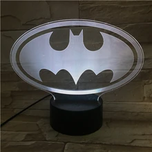 Dc Бэтмен "Лига правосудия" с логотипом, USB светодиодный 3d-ночник футболка с изображением супергероя для мальчиков день рождения детей Подарки настольная лампа прикроватный