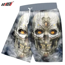 UJWI мужские шорты кэжуал 3d крутой принт металлический череп доска шорты Hombre быстросохнущие полиэстер брюки персонализированные шорты 6xl