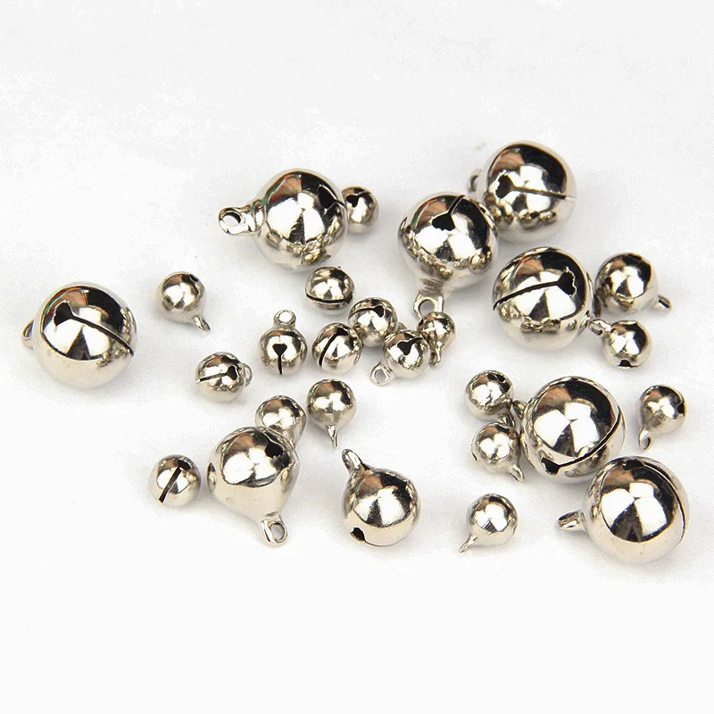 

20pcs/lot 6 8 10 12 14 16 18 20mm Pick Size Jingle Bell Charms Silver Color Copper Christmas Decoration Bell Pendant Jewelry