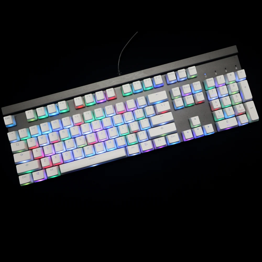 Дешево Двойная съемка 108 ключ ANSI макет PBT OEM профиль пудинг Двойная кожа с подсветкой Keycap для механической клавиатуры MX переключатели белый