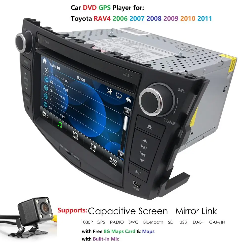 

7" Car DVD Player GPS Stereo Radio Bluetooth Navigation For TOYOTA RAV4 2006-2012 2din Car Multimedia Player automotivo audio Pc