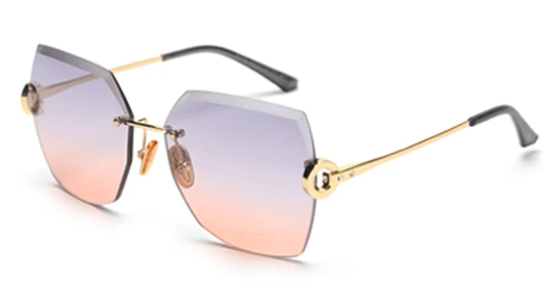 Оригинальные небольшие коричневого цвета без рамки солнцезащитные очки для женщин с Стразы летний подарок без оправы Солнцезащитные очки для женщин, квадратный uv400 - Цвет линз: gray orange