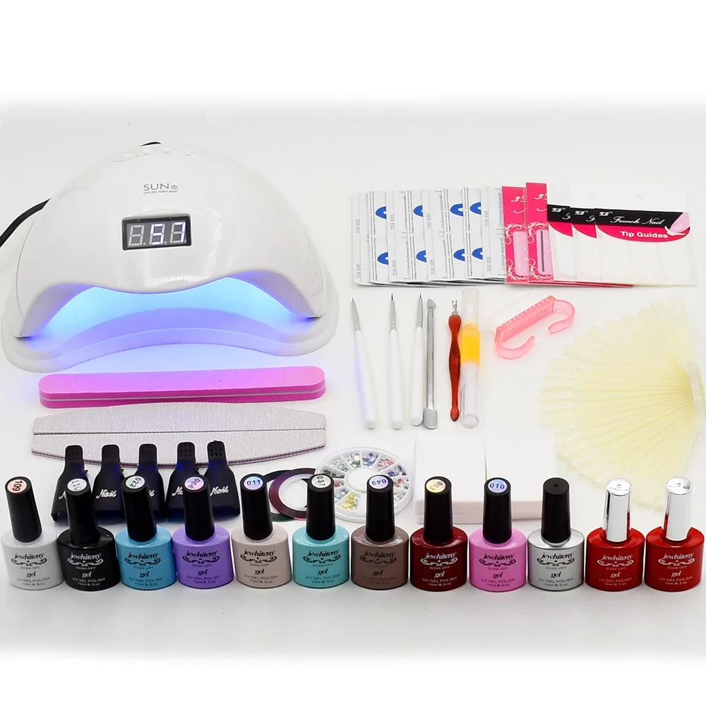 

Nail Art Set Soak Off Uv Gel Polish 48W UV LED Lamp Dryer Kit Manicure set 6 10 Colors Nail Gel Varnish Kit nail tools