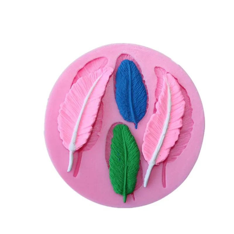 

Beautiful 4 Kinds Feather Leaf Shape Silicone Cake Mold , 3D Silicone Mould For Cookies Fondant Cake Tools Cake Decorating