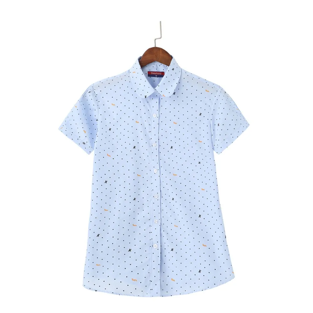 Achat Dioufond Mode Plus La Taille Blouse D été Femmes Tops Coton Chemise Femme À Manches Courtes Dames Imprimer Blusas Femmes Vêtements 2018