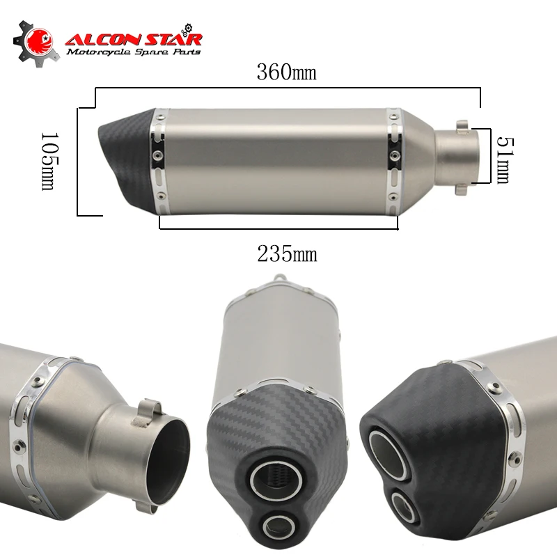 

Alconstar- Carbon Fiber Color 35-51mm Motorcycle Akrapovic Exhaust Muffler Pipe SC Escape Moto Exhaust CB400 TMAX530 CBR125 Z800