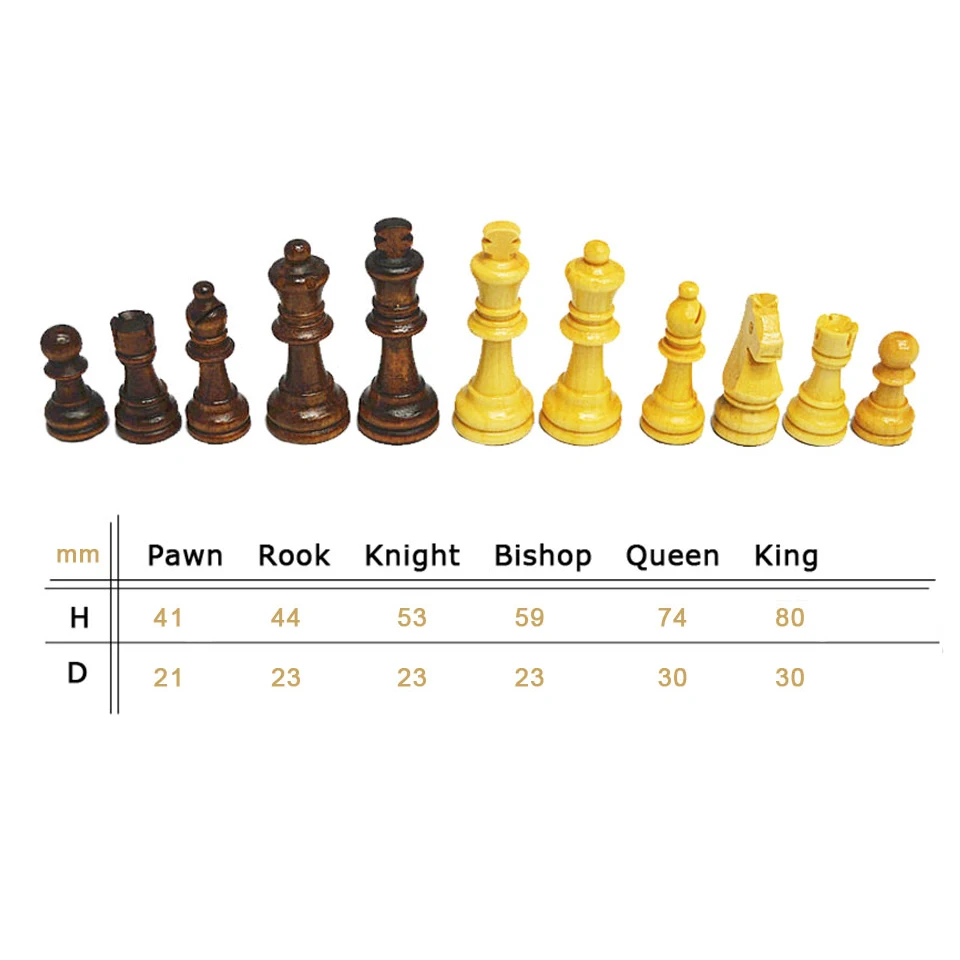 32 Pieces Wooden Chess King Height 54/65/80/92/105mm Chess Game Set Chessmen Competitions Set Kid Adult Gift IA14