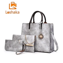 Новые женские сумки набор 3 шт. кожаная сумка женская большая сумка-тоут женская сумка на плечо сумка+ сумка-мессенджер+ кошелек мешок основной