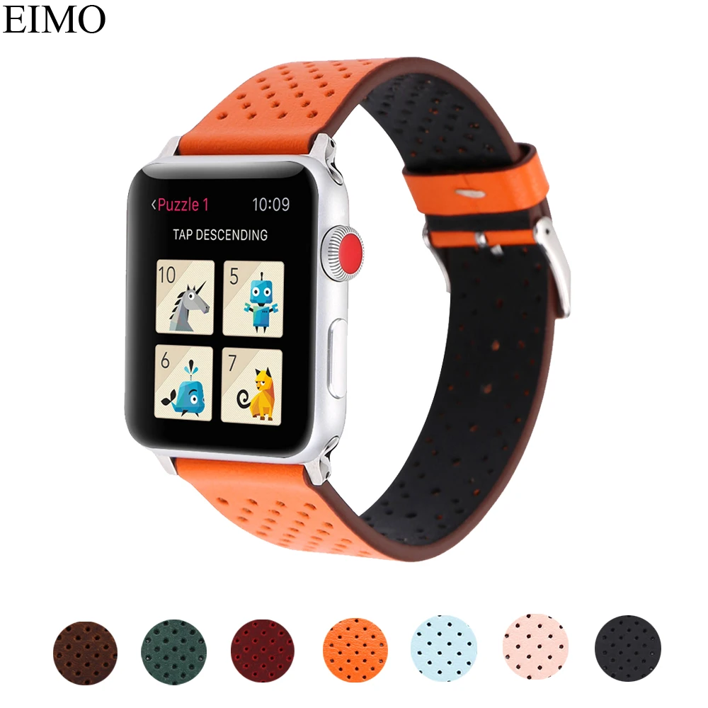 

EIMO vintage Genuine leather For Apple watch band strap 42mm/38mm iwatch series 3/2/1 breathable bracelet wrist watchband Belt