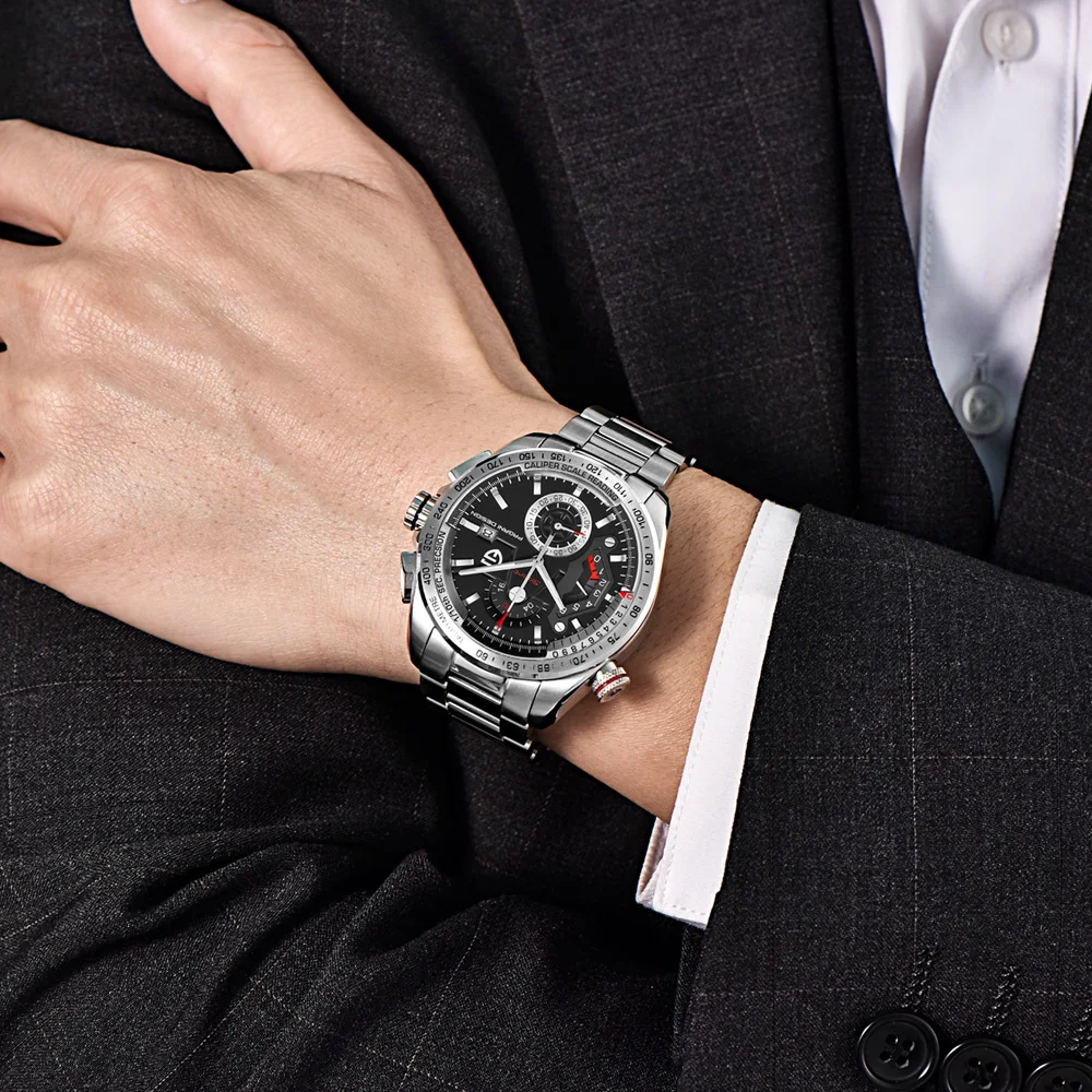 PAGANI Дизайн Полный нержавеющая сталь хронограф спортивные часы для мужчин люксовый бренд кварцевые часы для дайвинга 30 м relogio masculino Прямая поставка