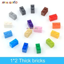 100 adet DIY yapı taşları kalın rakamlar tuğla 1x2Dots eğitici yaratıcı boyutu lego ile uyumlu plastik oyuncaklar çocuklar için