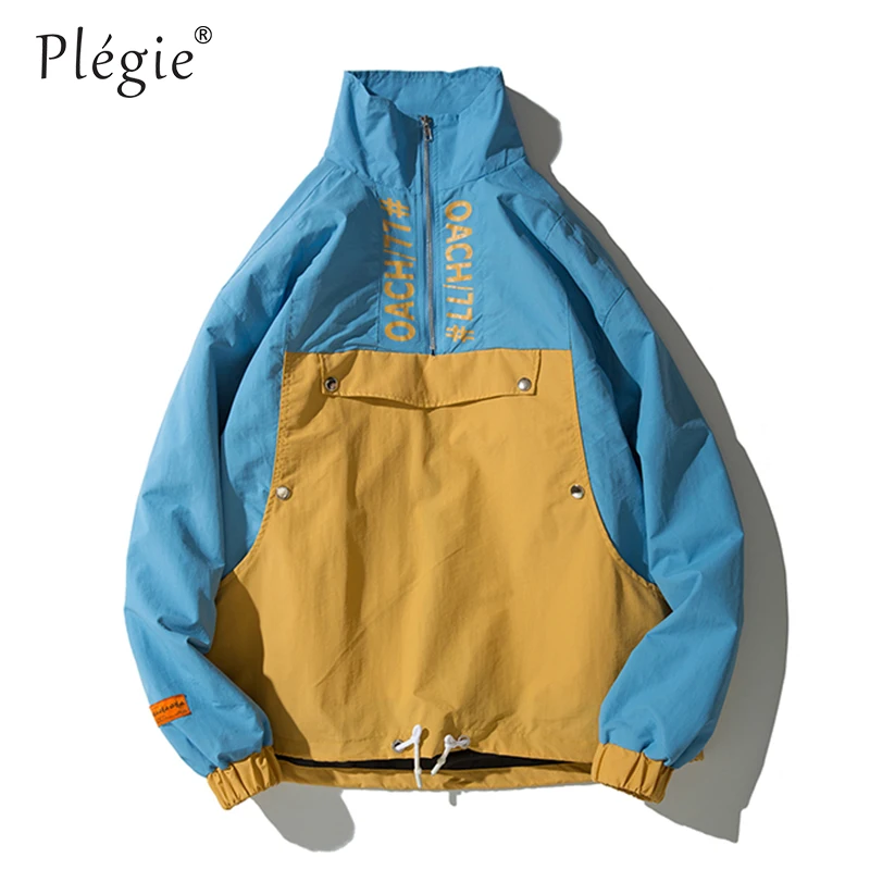 Plegie 2018 Autumn Hip Hop Jacket Windbreaker Men Streetwear Color Block Jacket Coat Vintage Casual Half Zipper Track Jackets Plegie 2018 Autumn Hip Hop Jacket Windbreaker Men Streetwear Color Block Jacket Coat Vintage Casual Half Zipper Track Jackets