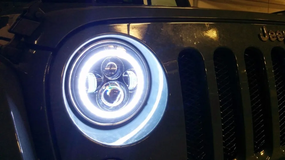 60W White 97-15 Jeep Wrangler Led Headlight 7 Inch Chrome LED Projector Daymaker Replace  Beam Halo Angel Eye DRL Amber Turn Signal JK TJ LJ CJ Hummer H1 H2 Harley Davidson ccc