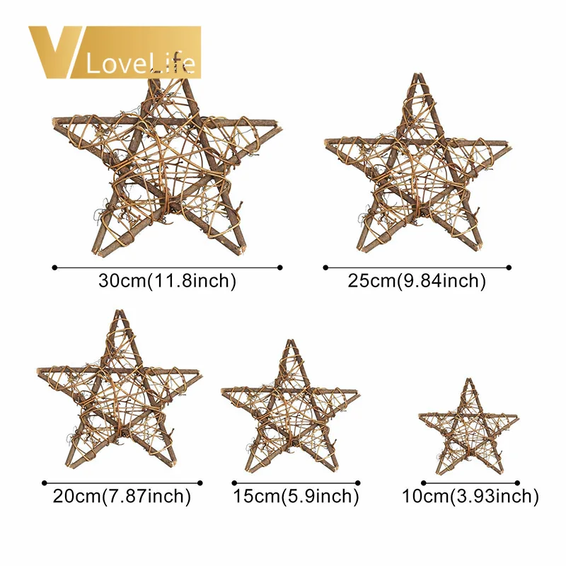 1X 10-30 см ротанг пятиконечная звезда Рождество Натуральный Ротанг Кольцо домашний декор венки Рождественские подвесные украшения вечерние принадлежности