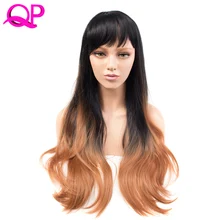 Qphair 2" 270 г Длинные Синтетические волосы парик Регулируемый эффектом деграде(переход от темного к серый локоны тело парики для Для женщин Косплэй термостойкие 1 шт
