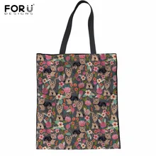FORUDESIGNS/милая собака Йоркширский терьер принт женские льняные сумки для покупок модные большие продуктовые сумки Ткань Складная хозяйственная сумка