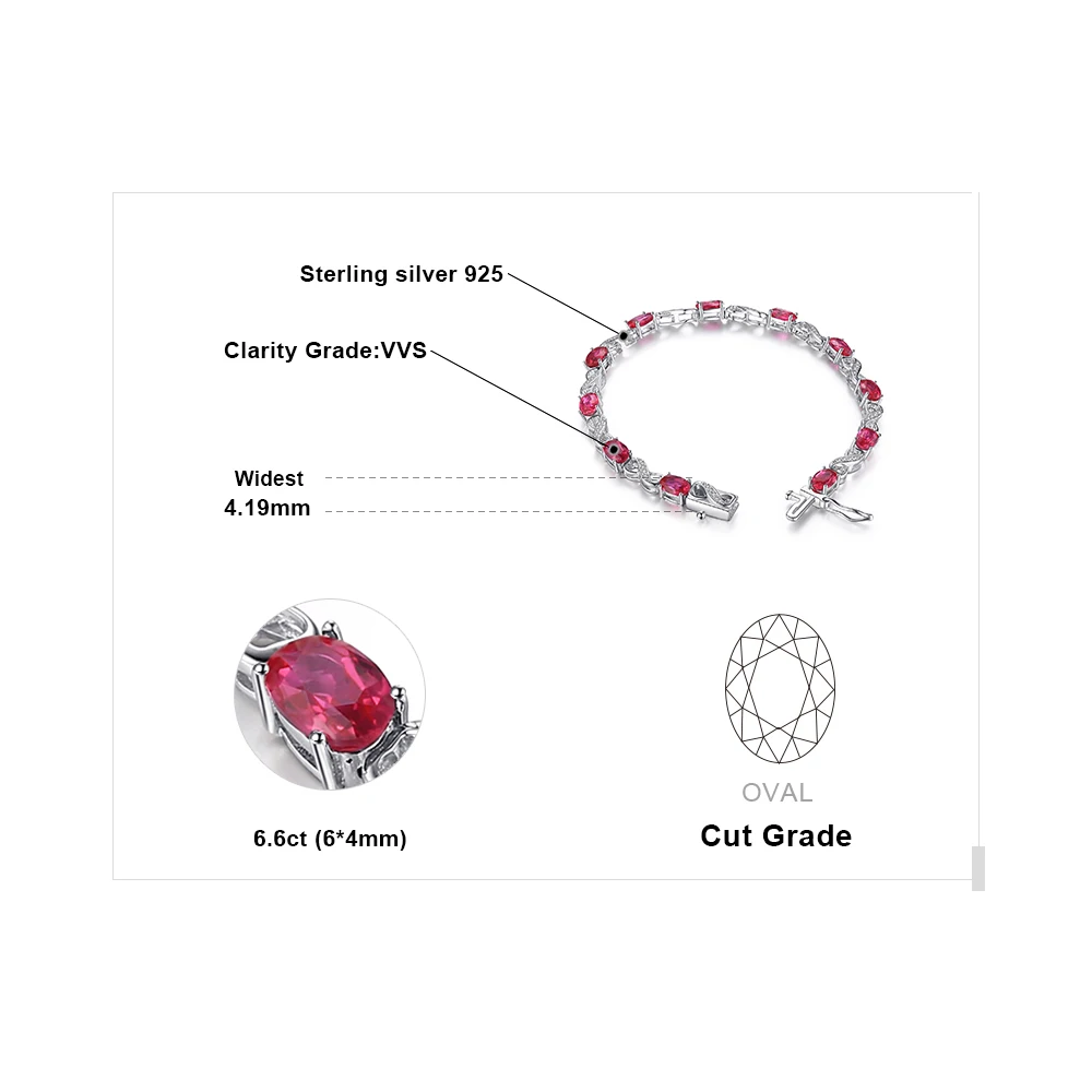 JewelryPalace Love Infinity 6.8ct Oval Created Ruby Tennis Bracelet 925 Sterling Silver Fashion Wedding Jewelry For Women Gift