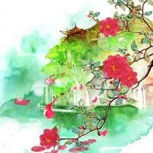 45X57 cm Aquarell Landschaft DIY 3d Kreuzstich Kit Hand Unfinished Ribbon Stickerei Paintingtitching Handwerk Geschenk