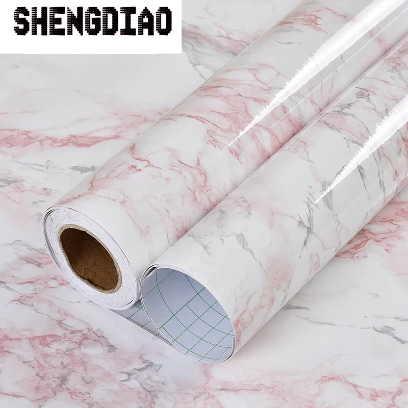 سميكة للماء pvc تقليد الرخام نمط ملصقات ورق الجدران ذاتية اللصق تجديد الأثاث