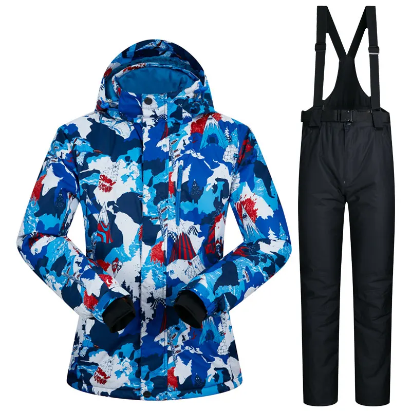 Лыжный костюм для мужчин, Зимний водонепроницаемый ветрозащитный лыжный и сноубордический костюмы, зимние уличные спортивные теплые брендовые лыжные куртки для мужчин - Цвет: XRM02  BLACK