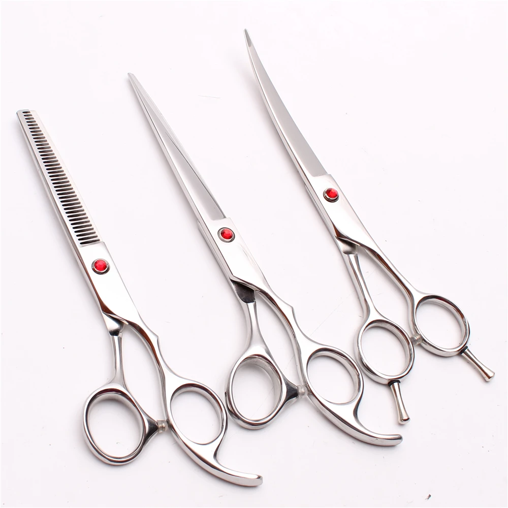 3Pcs Suit 7'' Japan Silver Professional Pets Hair Hairdressing Scissors