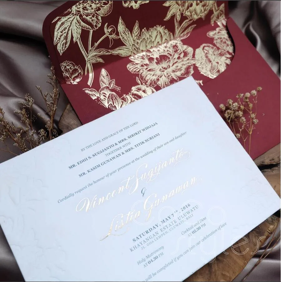  Cocostyles diy luxury chinese style letterpress invitation card with gold foiling liner envelope fo - 32878336574