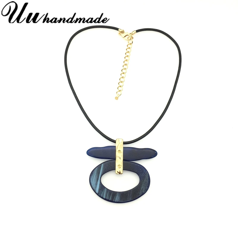 

Fashion statement Acrylic Necklaces Round pendant Leather chain maxi Necklace women pendants colar chocker kolye collares Choker